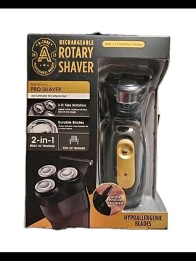 A-Zone Rechargeable Rotary Shaver - 3-D Flex Rotation - Hypoallergenic Blades